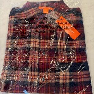NWT Women’s Joe Fresh Red and Black Plaid Flannel Button Down Shirt Small
